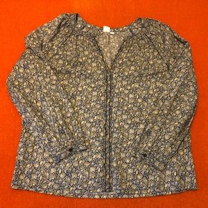 Gap blue & yellow floral boho cottagecore blouse NWOT